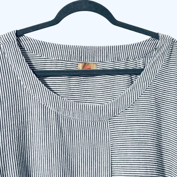 Tulip clothing XL blue & white thin stripe cotton pieced tunic dress w pockets - Picture 5 of 11